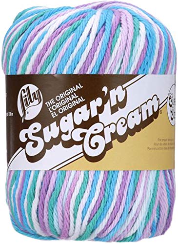 Spinrite Yarns (CA) Lily Sugar'n Cream Super Size Ombres Yarn, 3 oz, Beach Ball Blue, 1 Ball