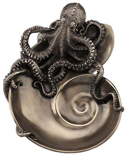 Unicorn Studio Veronese Design Container of Curiosity Bronze Finish Octopus On Nautilus Shell Tray