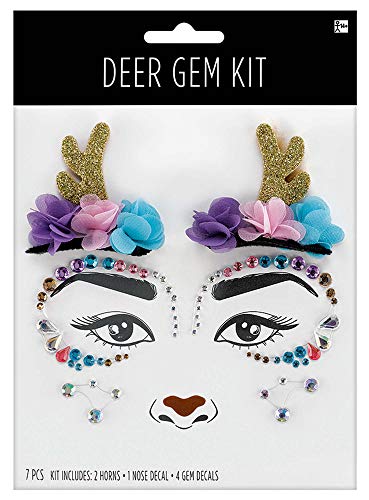 amscan Self Adhesive Deer Face Gem and Horns Kit- 3 pcs.
