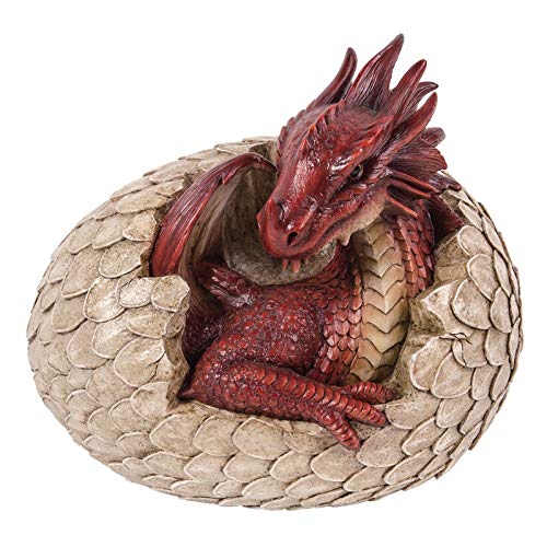 Pacific Trading Giftware Red Dragon Egg Hatching Garden Statue Home Decor