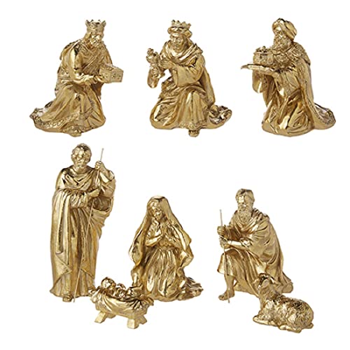 RAZ Imports 2022 Evergreen & Gold 10" Nativity, Set of 8