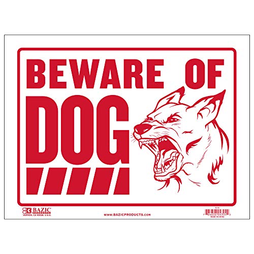 BAZIC 9" X 12" Beware of Dog Sign, Warning Home Store Plastic Signs, Waterproof Weather Resistant Indoor Outdoor Signage on Wall Window Door Border, 1-Pack