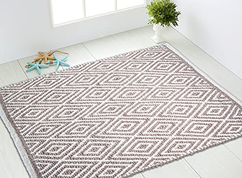 Chardin home 100% Cotton Diamond Rug Fully Reversible - Mat Size 21&
