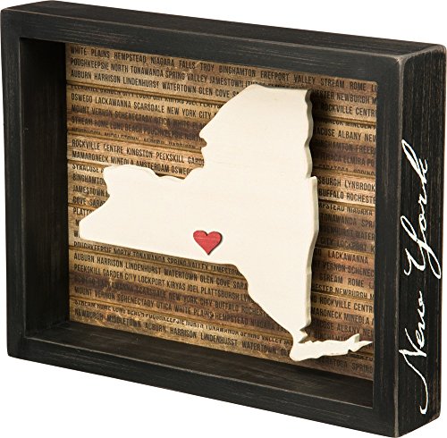 Primitives By Kathy New York Shadow Box Sign with State Shape