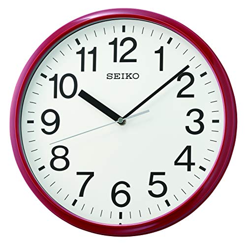 Seiko QXA756RLH Business Wall Clock, Red, 12-inch Diameter