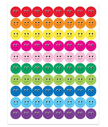 Hygloss Products Smile Face Stickers, 1/2-Inch, Assorted Colors