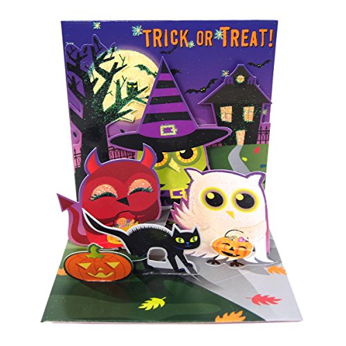 Up With Paper 3D Greeting Card - Trick or Treat Owls - Halloween