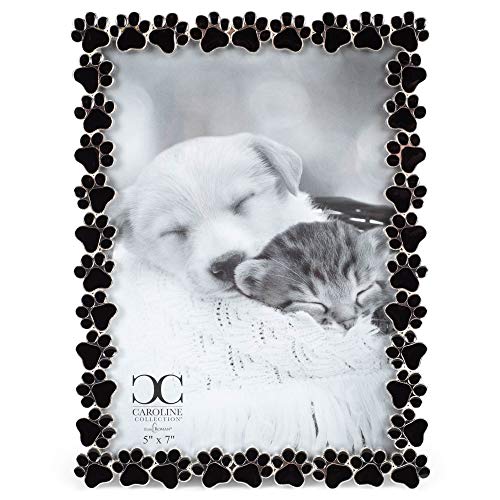 Roman 19237 Caroline Collection Black Frame with Paw Print, Holds 5 x 7-inch Photo, 7.75-inch High
