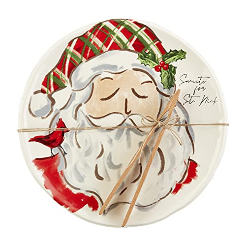 Mud Pie Christmas Santa Sweets and Cookie Plate Set, Multicolor, 11" x 11.5", Dolomite
