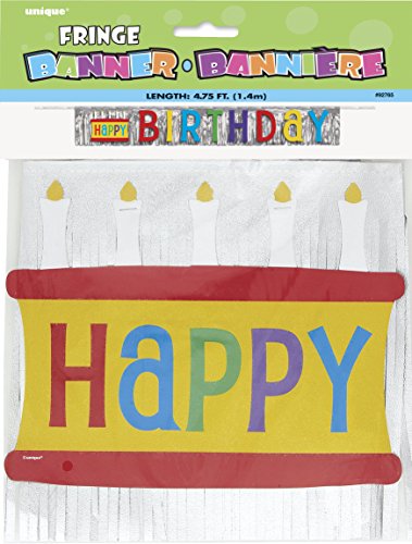 Unique Industries Foil "HAPPY BIRTHDAY" Fringe Banner, 4.75&