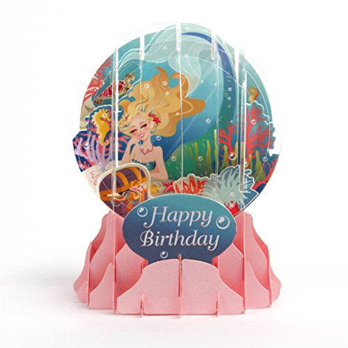 Up With Paper 3D Pop Up Snow Globe Birthday Card - MERMAID