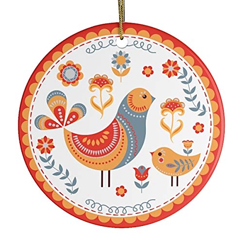 OrnamentallyYou Scandinavian Folk Themed Christmas Ornaments (Scandinavian Folk Bird Christmas Ornament)