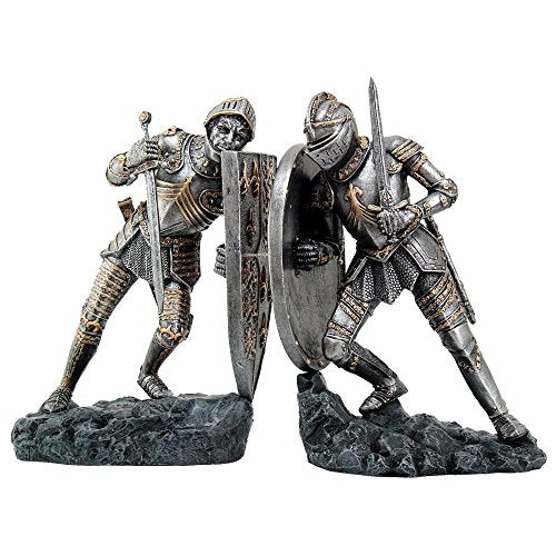 Pacific Trading Medieval Knights in Full Armor Battling Bookends Set Collectible Figurine 8 Inch Tall