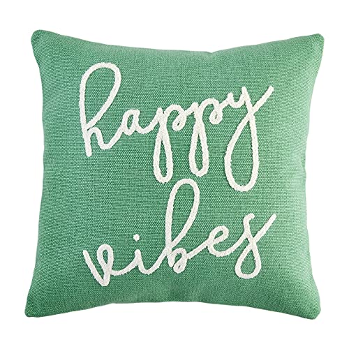 Mud Pie Boucle Sentiment Pillow, Green, 22-inch