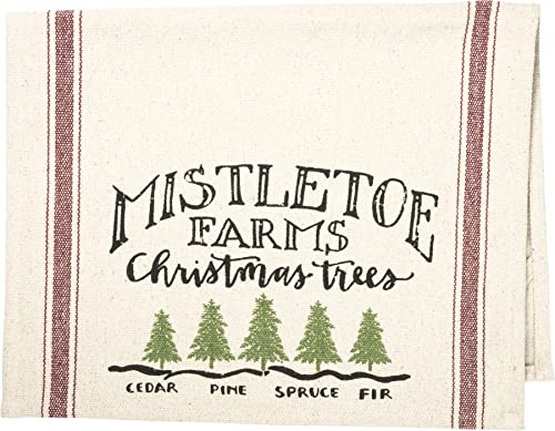 Primitives by Kathy Dish Towel Mistletoe Farms Christmas Trees