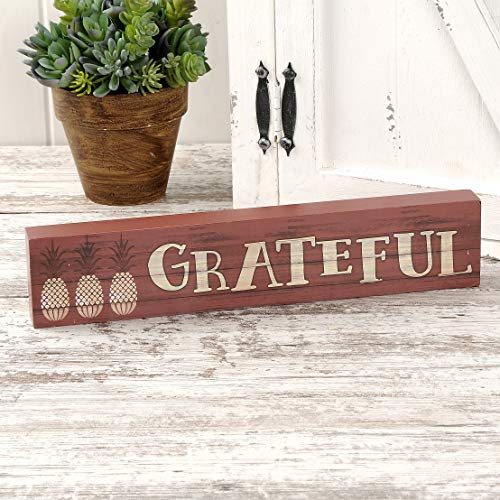Blossom Bucket Grateful Wood 12X2 Decoration, Multi-Color