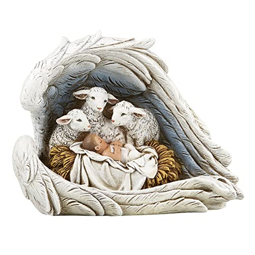 Christian Brands Catholic Sheep at Manger Figurine