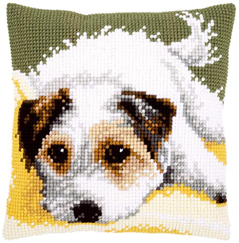 Vervaco Cross Stitch Kit: Cushion: Dog Wagging It's Tail, NA, 40 x 40cm