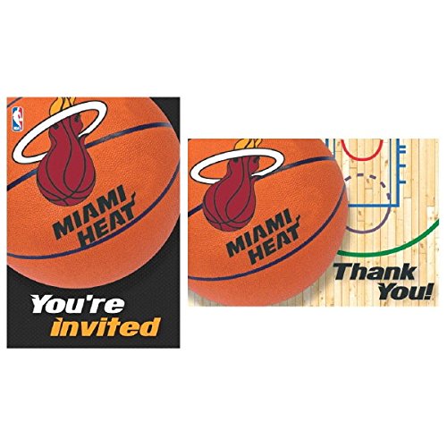 Amscan "Miami Heat NBA Collection" Party Invitation and Thank You Cards