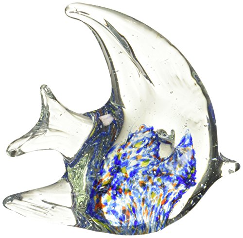 KRZH StealStreet ZBD-558 Ss-Ug-Zbd-558, 4.5" Angel Fish Shaped Glass Blown Decorative Figurine, Blue