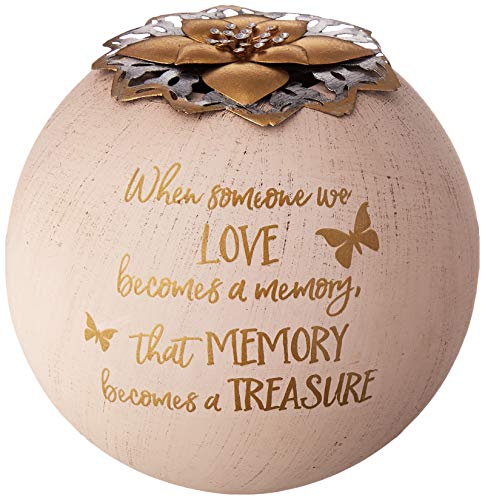 Pavilion Gift Company Round 5 Inch Tealight Candle Holder When Someone We Love, Memory Becomes A Treasure, 5.5 Inch, Gold