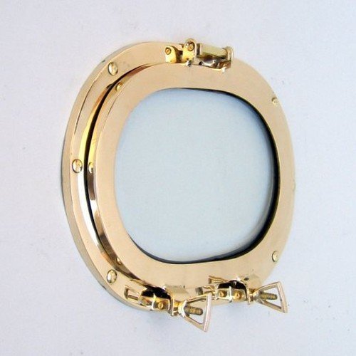 Nagina International Brass Porthole Oblong w/ Glass, 12" - Nautical Decor