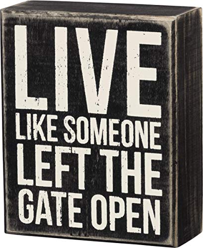 Primitives by Kathy Box Sign, 5-Inch by 4-Inch, Gate Open