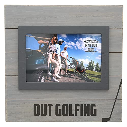 Pavilion - Out Golfing Wood Tabletop Picture Frame, Holds 4 x 6-inch Photo, Golfing Picture Frames, Golf Vacation Photo Frame, Golf Gifts, 1 Count, 8.75 x 8.75 inches Overall in Size