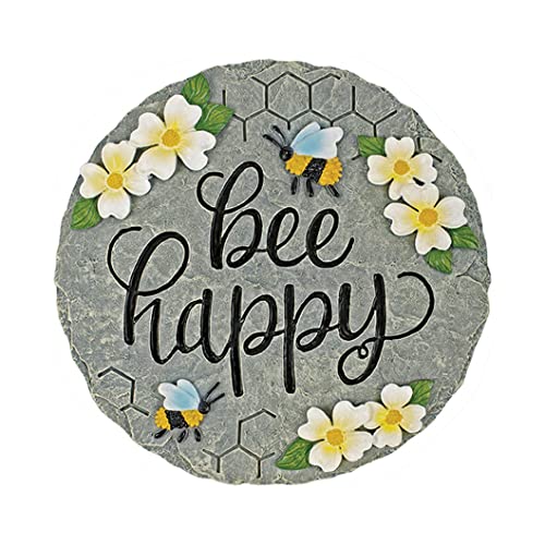 Carson 12747 Bee Happy Garden Stone, 8.25-inch Diameter