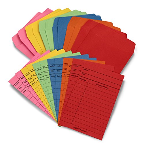 Hygloss Products Library Checkout Cards and Library Card Pocket Envelopes - 3 x 5 Inches, Colored, 30 of Each