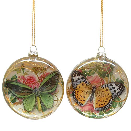 Ganz Midwest Glass Butterfly Disk Ornament, Set of 2