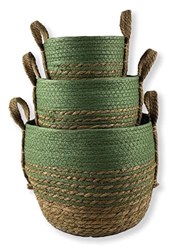 Great Finds BA024-RD Soul Garden Collection Storage Baskets, Set of 3, Green