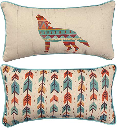 Manual Woodworkers SHSVWF Southwestern Vibes Wolf Throw Pillow, 17 x 9 inch, Multicolor