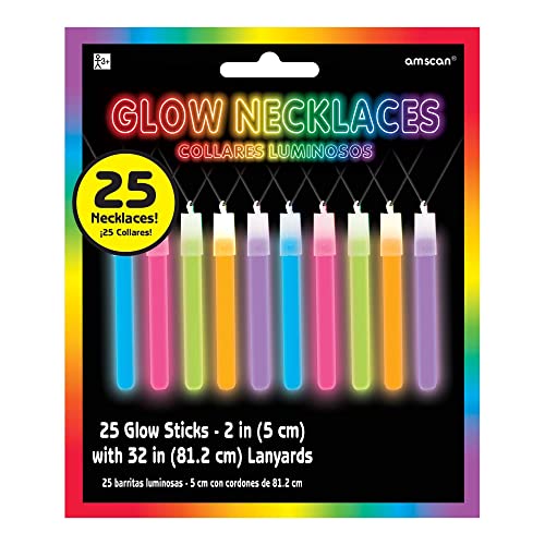 Amscan 310131 Glow Stick Necklaces - Multi Pack, Party Accessory, 25 pieces