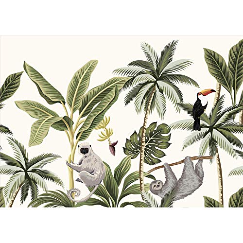 A&A Story Comfy Hour Exotic Placemat Set of 4, Lush, Green, Jungle and Rainforest, 14"x19", Resistance, Spill-Proof, Made in USA, Decorative Table Mat