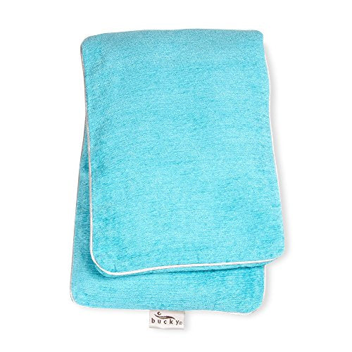 Bucky Hot & Cold Therapy Body Wrap to Relieve Sore or Achy Muscles, All Natural Buckwheat Seed Filling with Removable & Washable Cover, Use For Neck, Back, or Menstrual Pain Relief - Aqua