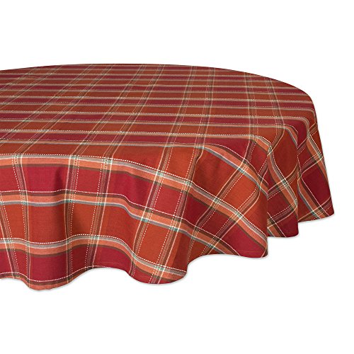 DII Design Thanksgiving & Fall Autumn Spice 70-Inch Round Tablecloth, Plaid