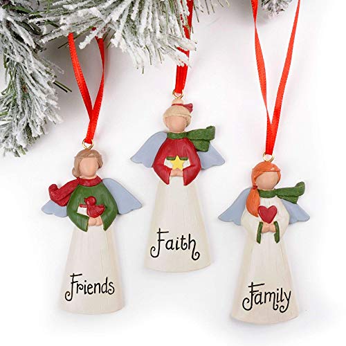 Blossom Bucket 218-50081 Faith Family and Friends Angel Hanging Ornaments, Set of 3
