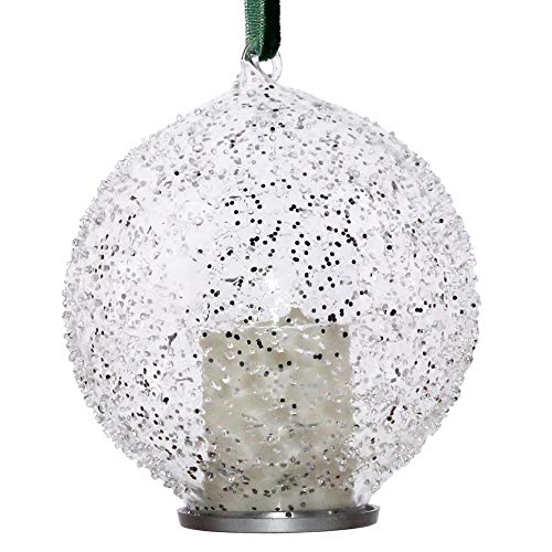 HomArt 0331-0 Illuminated Led Candle Ornament, 3.75-inch Diameter, Glass, Clear