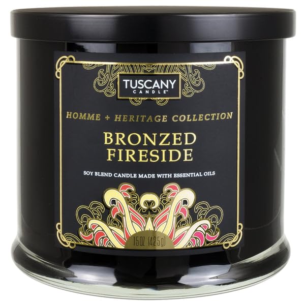 Empire Candle Tuscany Candle Homme + Heritage Scented Candle, Bronzed Fireside, 15 oz