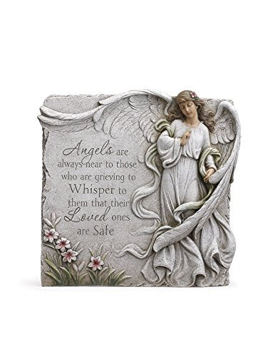 Napco Angels Always Near Loved Ones Safe Angel 10 x 10 Resin Square Decorative Plaque