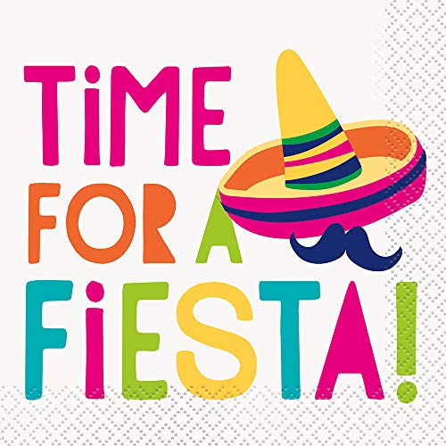 Unique Industries 73461 Time for a Fiesta Beverage Napkins, 16 Count