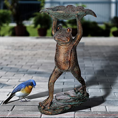 Regency International Resin Garden Standing Frog Feeder, 18 Inches, Garden, Outdoor Decor