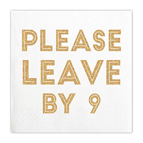 Creative Brands Slant Collections Cocktail/Beverage Paper Napkins, 20-Count, Please Leave By 9