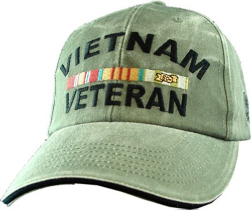 Eagle Crest US Vietnam Veteran Logo Embroidered Hat - Green Adjustable Closure Cap