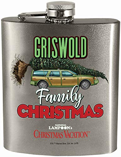 Spoontiques 15645 Christmas Vacation Hip Flask, 7 ounces, Silver