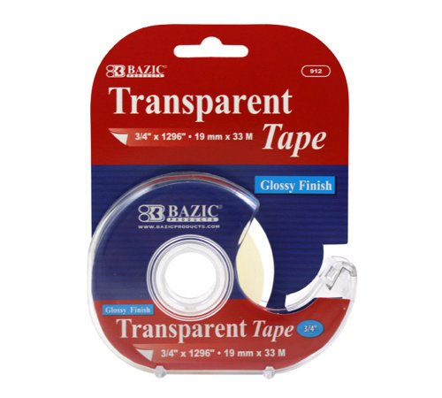 BAZIC 3/4" X 1296" Transparent Tape w/ Dispenser