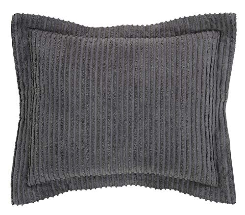 Better Trends Jullian Collection is Super Soft and Light Weight in Bold Stripes Design 100% Cotton Tufted Unique Luxurious Machine Washable Tumble Dry, Standard Sham, Gray