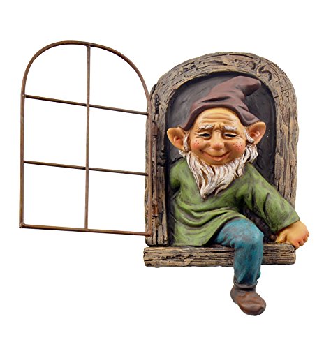 Red Carpet Studios 49063 Woodland Tree Face, Gnome in Window,9 6" H x 6.6" W