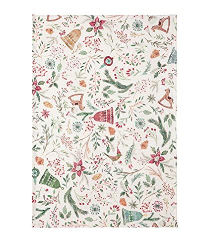 Coucke French Linen Digitally Printed Towel, Christmas, 20-Inches by 30-Inches, Multi Colored, 100% Linen